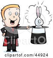 Royalty Free RF Clipart Illustration Of A Toon Guy Magician Character With A Rabbit In His Hat