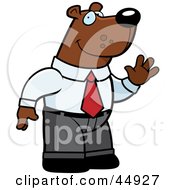 Poster, Art Print Of Friendly Waving Business Bear Character In A Suit