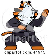 Royalty Free RF Clipart Illustration Of A Karate Tiger Character In A Black Robe