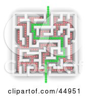 Royalty Free RF Clipart Illustration Of A Green Path Leading Through A White Maze With Red Paths That Dont Go Through by Jiri Moucka