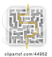 Royalty Free RF Clipart Illustration Of A Yellow Path Leading Through The Confusion Of A Maze