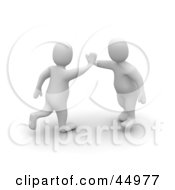 Royalty Free RF Clipart Illustration Of Two 3d Blanco Man Characters Giving A High Five by Jiri Moucka