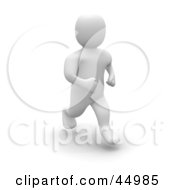Royalty Free RF Clipart Illustration Of A 3d Blanco Man Character Jogging Forward