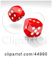 Royalty Free RF Clipart Illustration Of Two Red 3d Rolling Dice