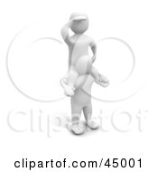 Royalty Free RF Clipart Illustration Of A 3d Blanco Man Character On The Shoulders Of Another Keeping A Lookout
