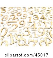 Royalty Free RF Clipart Illustration Of A Background Of Random Golden Numbers On White