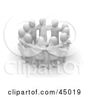 Royalty Free RF Clipart Illustration Of 3d Blanco Man Characters Huddled In A Circle