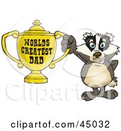 Badger Character Holding A Golden Worlds Greatest Dad Trophy