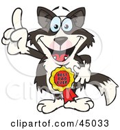 Poster, Art Print Of Border Collie Character Wearing A Best Dad Ever Ribbon