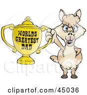 Alpaca Character Holding A Golden Worlds Greatest Dad Trophy
