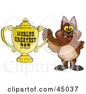 Poster, Art Print Of Vampire Bat Character Holding A Golden Worlds Greatest Dad Trophy