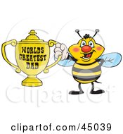 Poster, Art Print Of Honey Bee Character Holding A Golden Worlds Greatest Dad Trophy