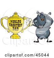 Poster, Art Print Of Horned Beetle Character Holding A Golden Worlds Greatest Dad Trophy