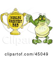 Character Holding A Golden Worlds Greatest Dad Trophy