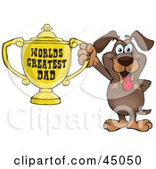 Poster, Art Print Of Dachshund Dog Character Holding A Golden Worlds Greatest Dad Trophy