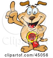 Royalty Free RF Clipart Illustration Of A Doggy Character Wearing A Best Dad Ever Ribbon by Dennis Holmes Designs