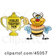 Poster, Art Print Of Bumble Bee Character Holding A Golden Worlds Greatest Dad Trophy
