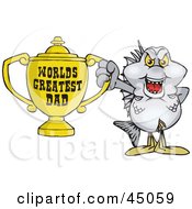 Royalty Free RF Clipart Illustration Of A Bream Fish Character Holding A Golden Worlds Greatest Dad Trophy