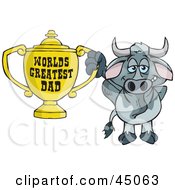 Poster, Art Print Of Steer Character Holding A Golden Worlds Greatest Dad Trophy