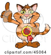 Royalty Free RF Clipart Illustration Of A Ginger Cat Character Wearing A Best Dad Ever Ribbon