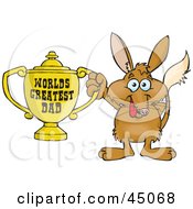 Bilby Character Holding A Golden Worlds Greatest Dad Trophy