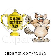 Poster, Art Print Of Chipmunk Character Holding A Golden Worlds Greatest Dad Trophy