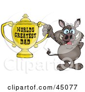 Poster, Art Print Of Boar Character Holding A Golden Worlds Greatest Dad Trophy