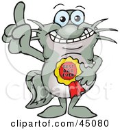 Royalty Free RF Clipart Illustration Of A Catfish Character Wearing A Best Dad Ever Ribbon