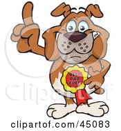 Poster, Art Print Of Bulldog Character Wearing A Best Dad Ever Ribbon