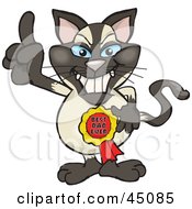 Royalty Free RF Clipart Illustration Of A Siamese Cat Character Wearing A Best Dad Ever Ribbon