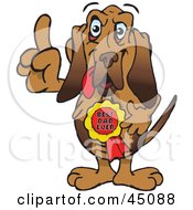 Royalty Free RF Clipart Illustration Of A Bloodhound Character Wearing A Best Dad Ever Ribbon by Dennis Holmes Designs