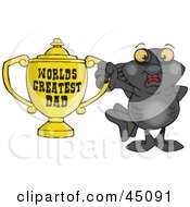 Poster, Art Print Of Black Moor Fish Character Holding A Golden Worlds Greatest Dad Trophy