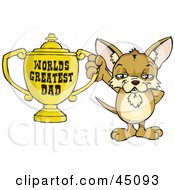 Poster, Art Print Of Chihuahua Character Holding A Golden Worlds Greatest Dad Trophy