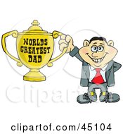 Poster, Art Print Of Italian Man Character Holding A Golden Worlds Greatest Dad Trophy