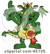 Royalty Free RF Clipart Illustration Of A Dragon Character Wearing A Best Dad Ever Ribbon
