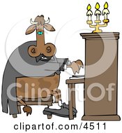 Cow Pianist Playing A Piano