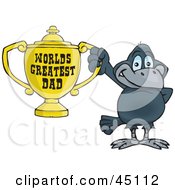 Poster, Art Print Of Crow Bird Character Holding A Golden Worlds Greatest Dad Trophy