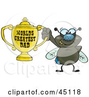 Housefly Character Holding A Golden Worlds Greatest Dad Trophy