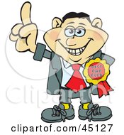 Royalty Free RF Clipart Illustration Of An Italian Man Character Wearing A Best Dad Ever Ribbon