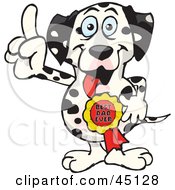 Poster, Art Print Of Dalmatian Dog Character Wearing A Best Dad Ever Ribbon