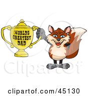 Poster, Art Print Of Fox Character Holding A Golden Worlds Greatest Dad Trophy