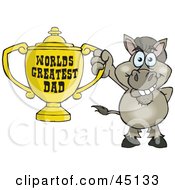 Poster, Art Print Of Donkey Character Holding A Golden Worlds Greatest Dad Trophy