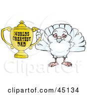 Poster, Art Print Of Dove Bird Character Holding A Golden Worlds Greatest Dad Trophy