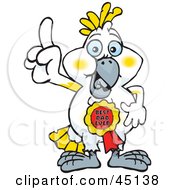Royalty Free RF Clipart Illustration Of A Cockatoo Character Wearing A Best Dad Ever Ribbon