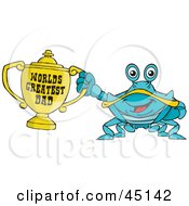 Poster, Art Print Of Crab Character Holding A Golden Worlds Greatest Dad Trophy