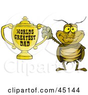 Poster, Art Print Of Cockroach Character Holding A Golden Worlds Greatest Dad Trophy