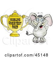 Poster, Art Print Of Elephant Character Holding A Golden Worlds Greatest Dad Trophy