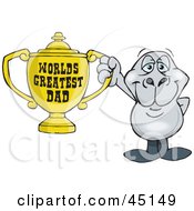 Royalty Free RF Clipart Illustration Of A Dugong Character Holding A Golden Worlds Greatest Dad Trophy by Dennis Holmes Designs