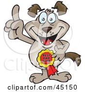 Royalty Free RF Clipart Illustration Of A Dog Character Wearing A Best Dad Ever Ribbon