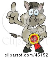 Royalty Free RF Clipart Illustration Of A Donkey Character Wearing A Best Dad Ever Ribbon
